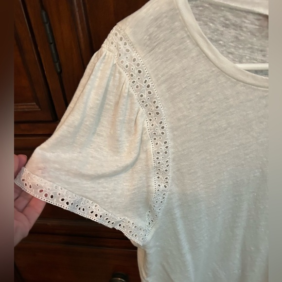 NWOT J. Crew White Eyelet Short Sleeve Top, Size Medium - Picture 2 of 12
